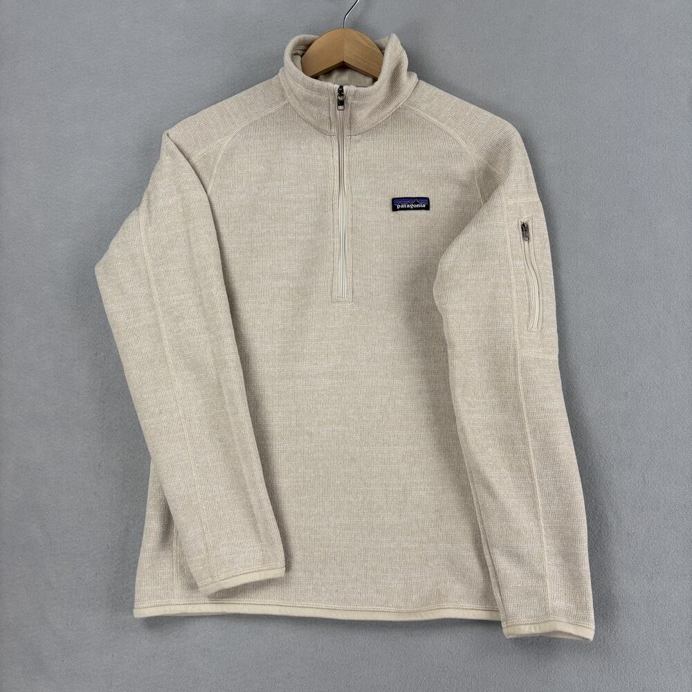Patagonia Better Sweater Womens Large Beige Fleece 1/4 Zip Pullover Outdoor